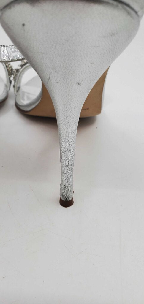Manolo Blahnik Chamosca 105 Metallic Sandals w/ Crystal Embellished Strap