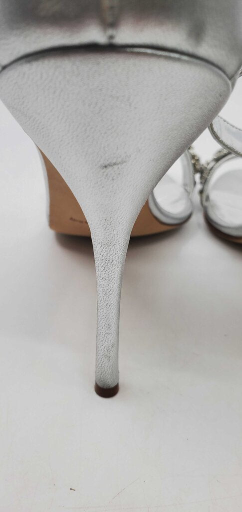 Manolo Blahnik Chamosca 105 Metallic Sandals w/ Crystal Embellished Strap