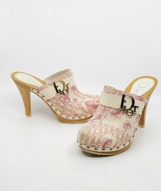 Dior Cherry Blossom Diorissimo Platform Vintage Clogs