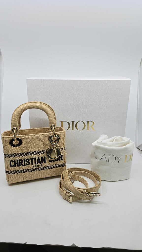 Dior Mini Cannage Raffia Lady D-Lite