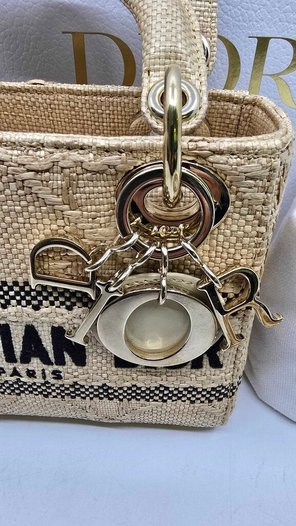 Dior Mini Cannage Raffia Lady D-Lite