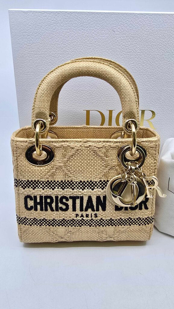 Dior Mini Cannage Raffia Lady D-Lite