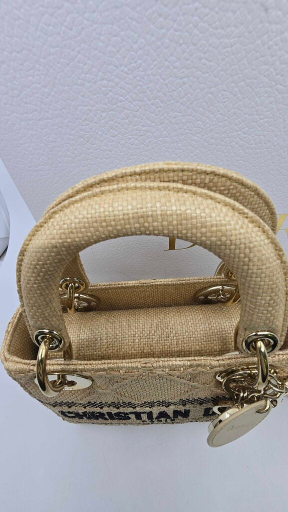 Dior Mini Cannage Raffia Lady D-Lite