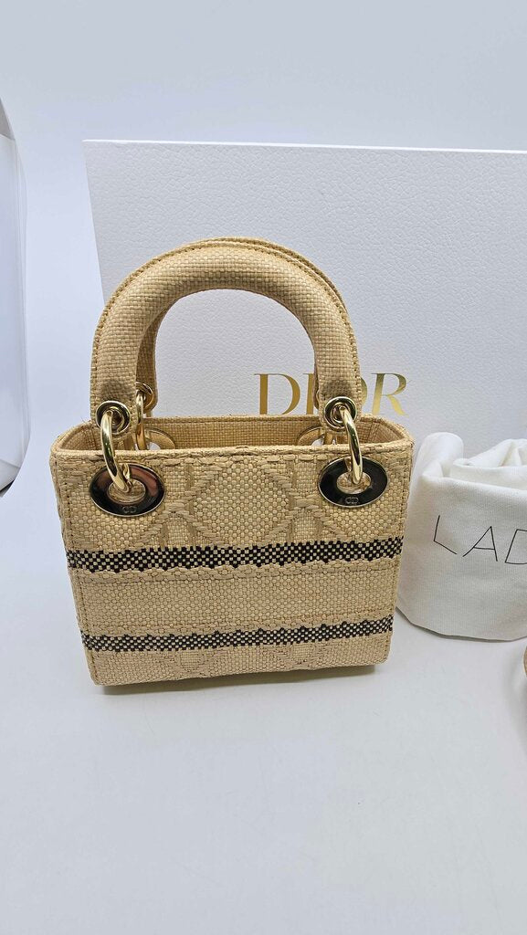 Dior Mini Cannage Raffia Lady D-Lite