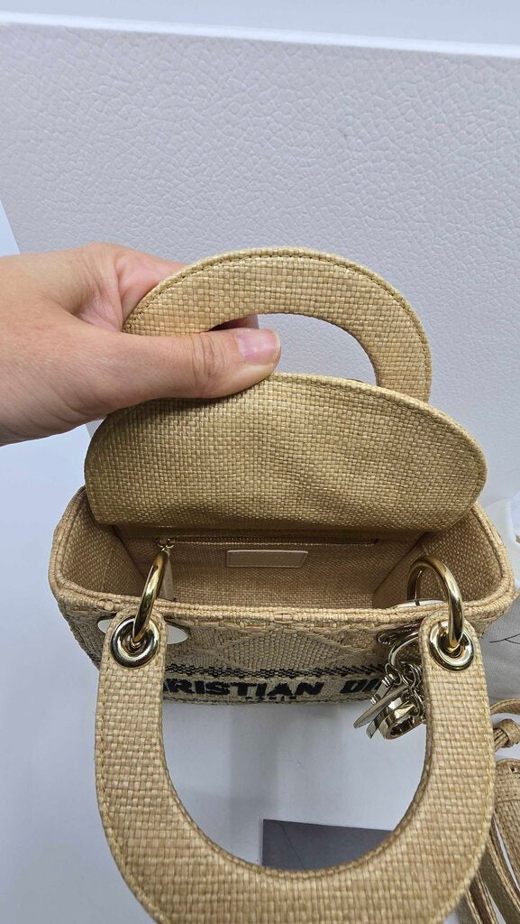 Dior Mini Cannage Raffia Lady D-Lite