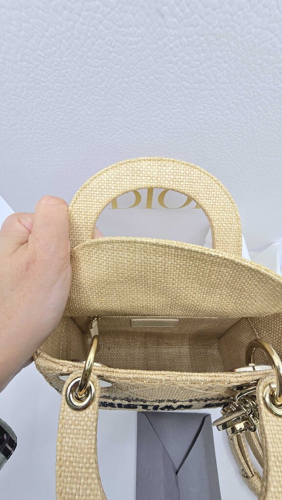 Dior Mini Cannage Raffia Lady D-Lite
