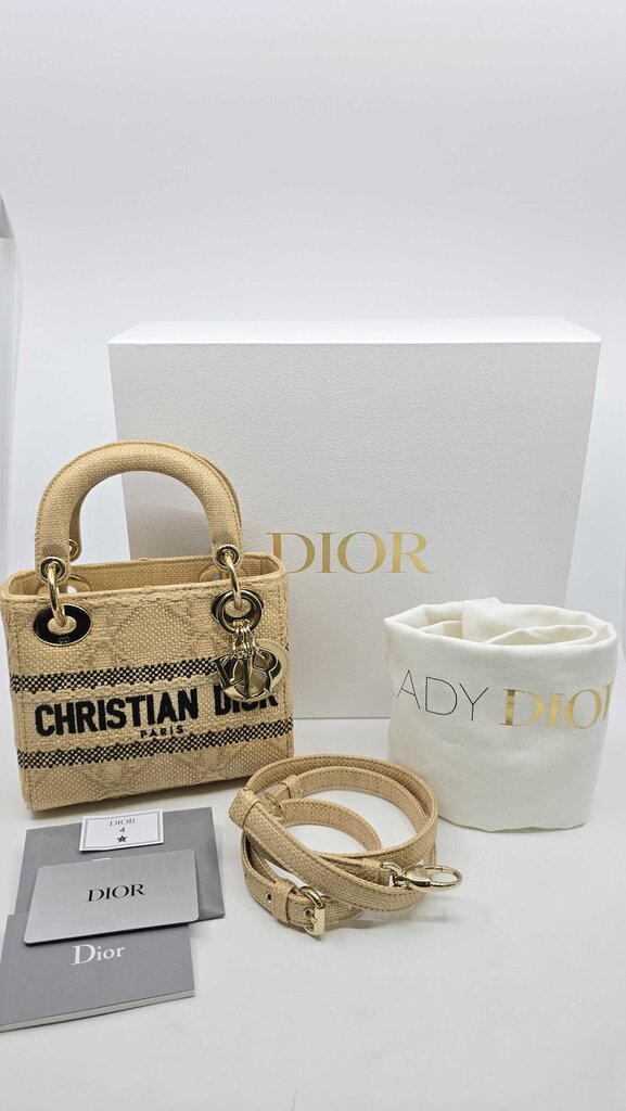 Dior Mini Cannage Raffia Lady D-Lite