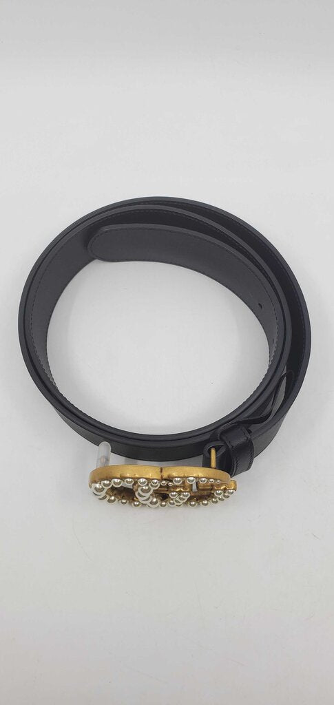 Gucci GG Marmont Faux Pearl Accents Leather Belt