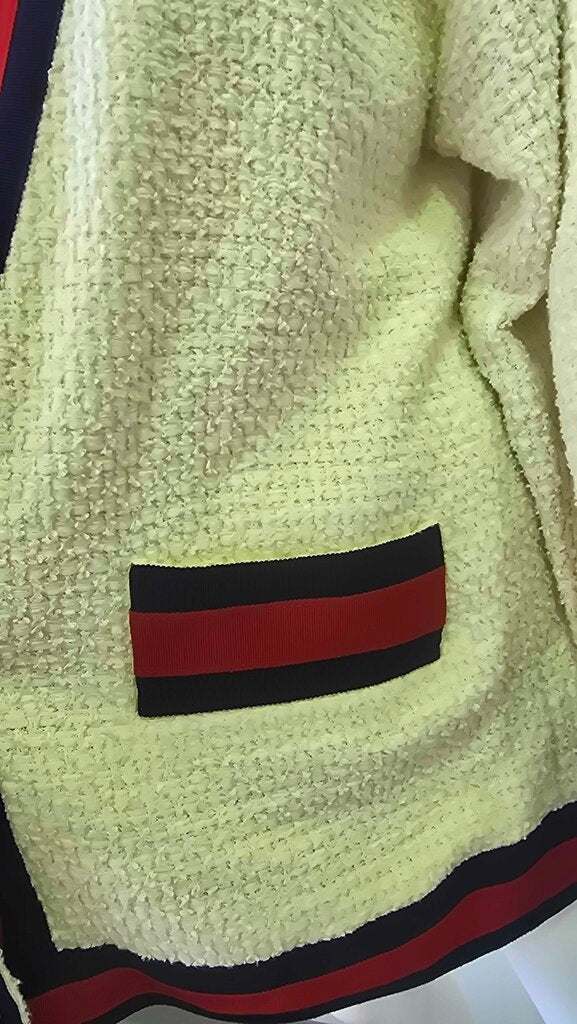 Gucci Oversized Tweed Web Trim Cardigan