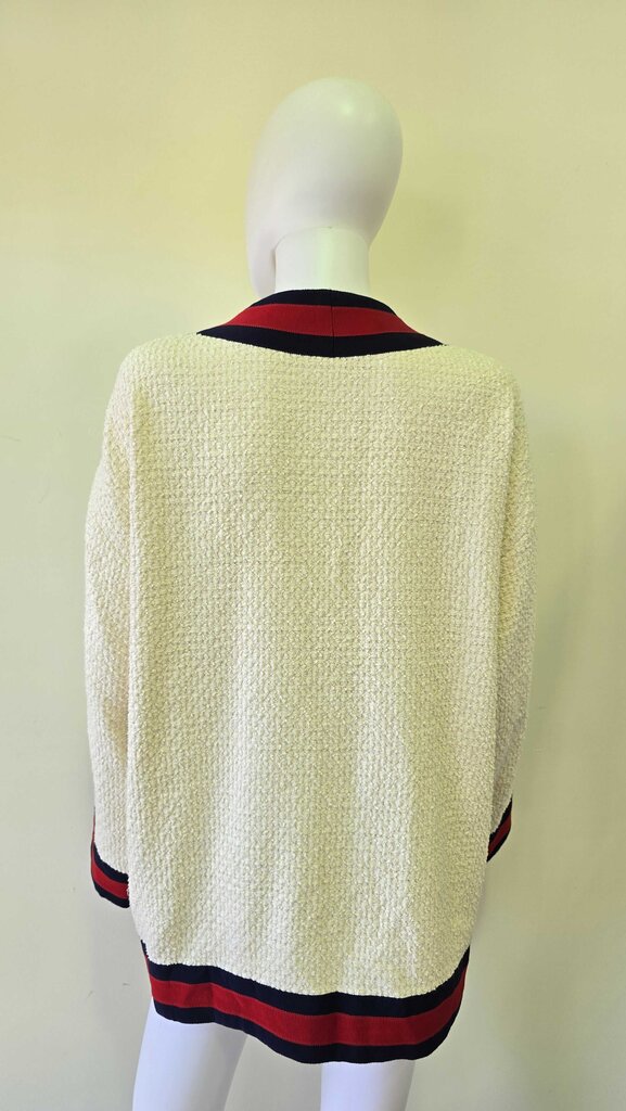 Gucci Oversized Tweed Web Trim Cardigan
