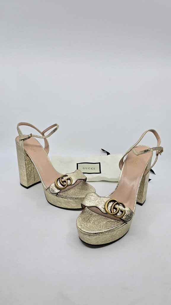Gucci Leather GG Marmont Platform Sandals