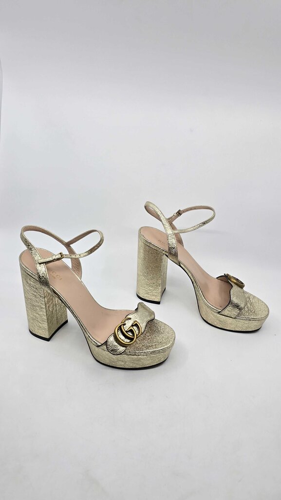 Gucci Leather GG Marmont Platform Sandals