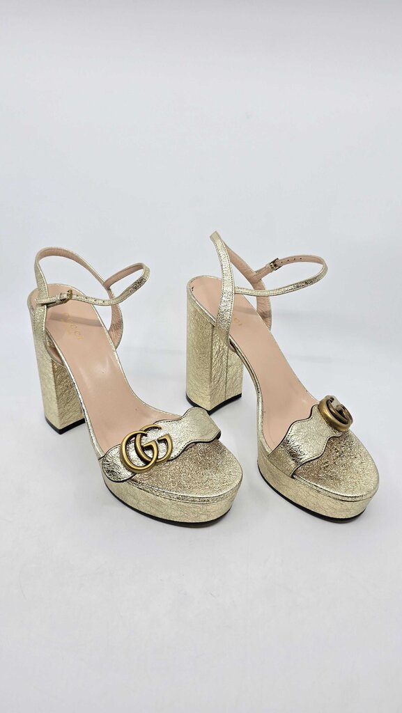 Gucci Leather GG Marmont Platform Sandals