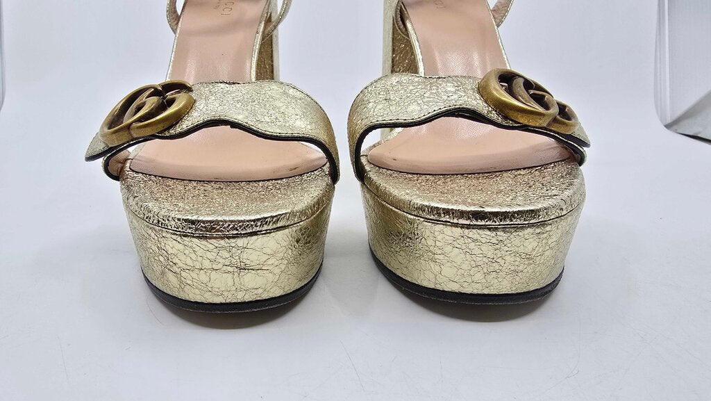 Gucci Leather GG Marmont Platform Sandals
