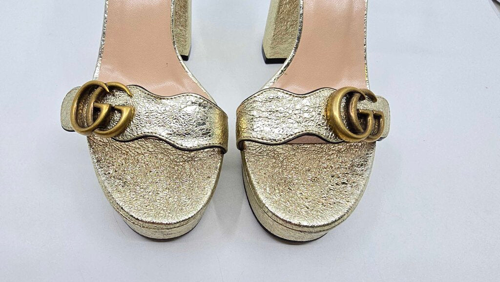 Gucci Leather GG Marmont Platform Sandals