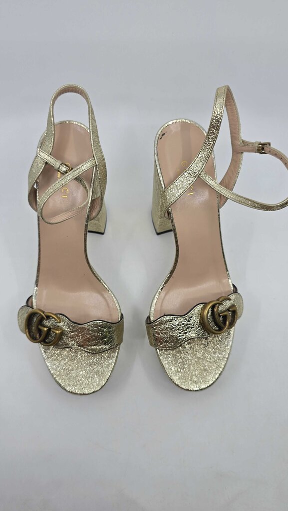 Gucci Leather GG Marmont Platform Sandals