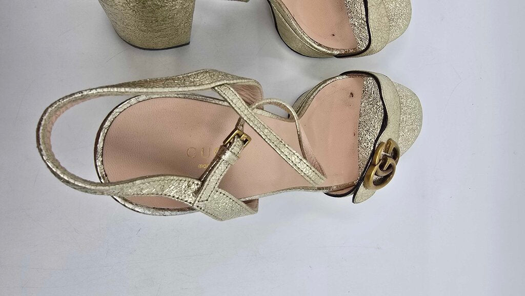 Gucci Leather GG Marmont Platform Sandals