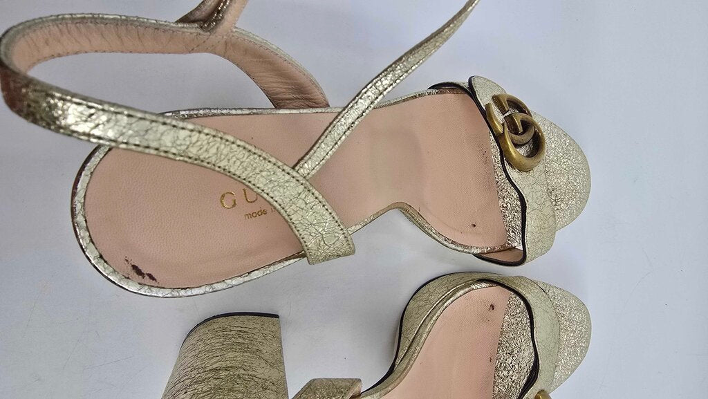 Gucci Leather GG Marmont Platform Sandals
