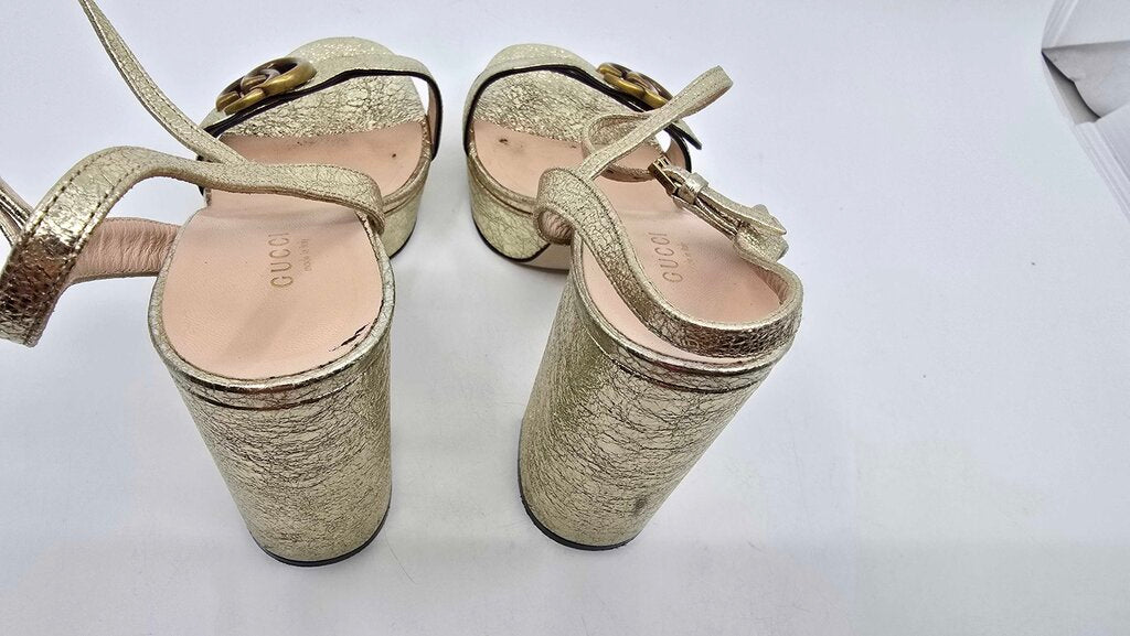 Gucci Leather GG Marmont Platform Sandals