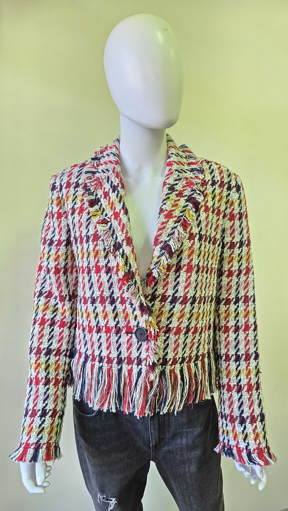 AKRIS PUNTO CROPPED FRINGE TWEED JACKET