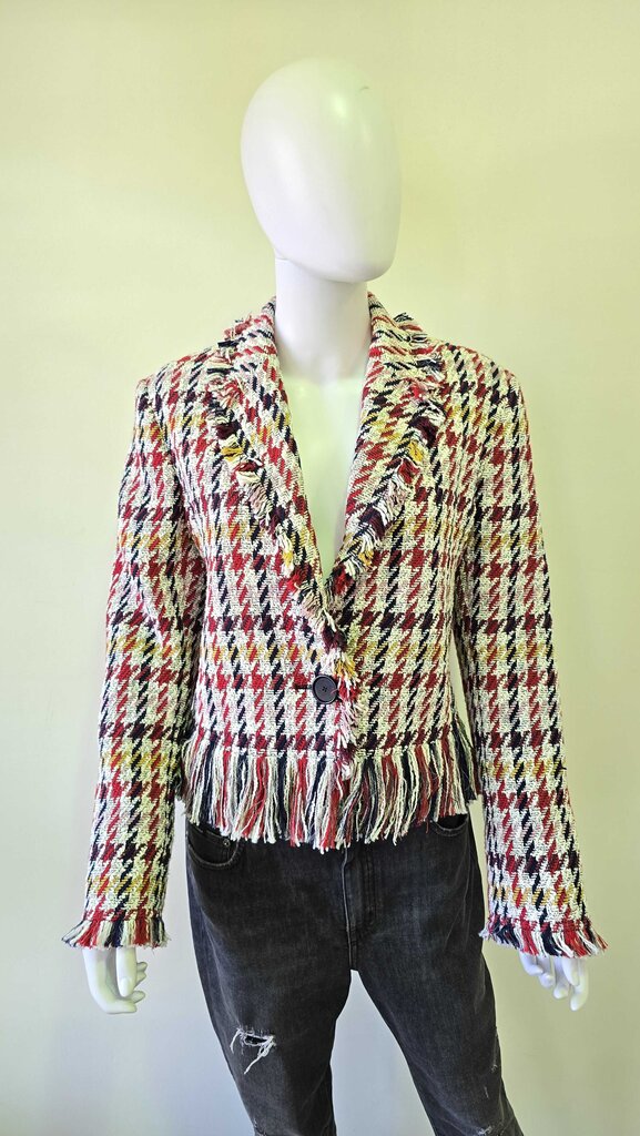 AKRIS PUNTO CROPPED FRINGE TWEED JACKET