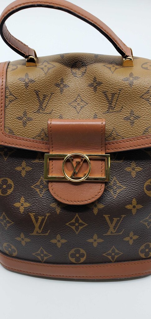 Louis Vuitton Monogram Reverse Dauphine Backpack in Canvas w/ Leather Trim