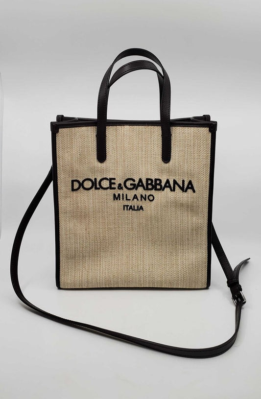 Dolce & Gabbana Large Logo Canvas Shopping Tote