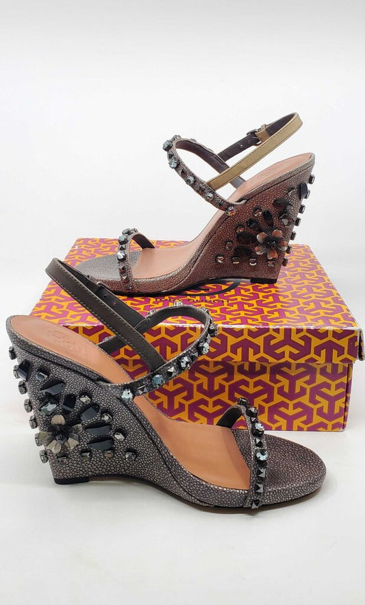 Tory Burch embellished wedge sandals