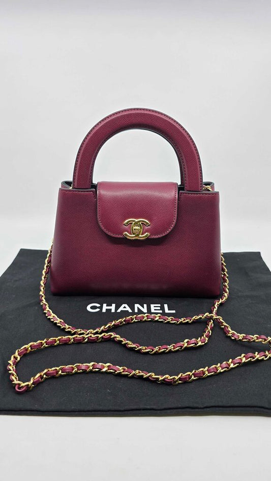 Chanel Mini Kelly Shopper bag-Caviar Dark Burgundy
