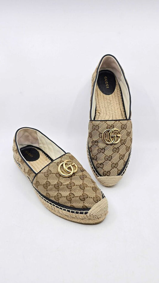 Gucci GG Marmont Matelasse Canvas Espadrille Flats