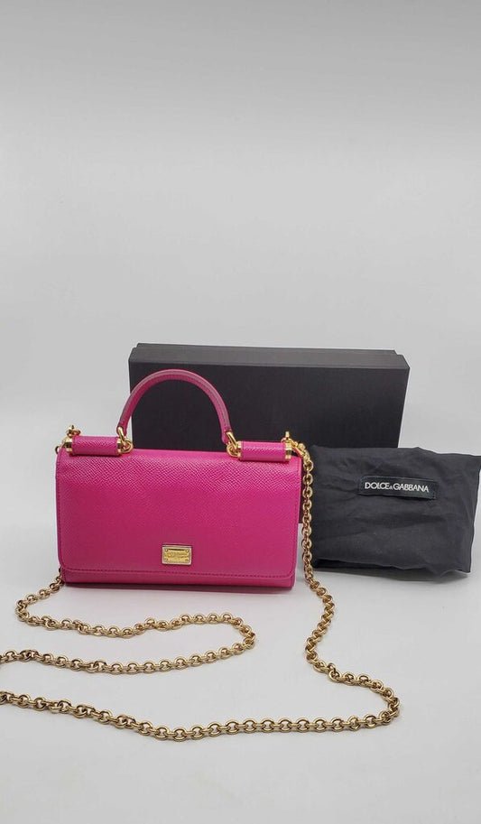 Dolce & Gabbana Miss Sicily Wallet on Chain-hot pink