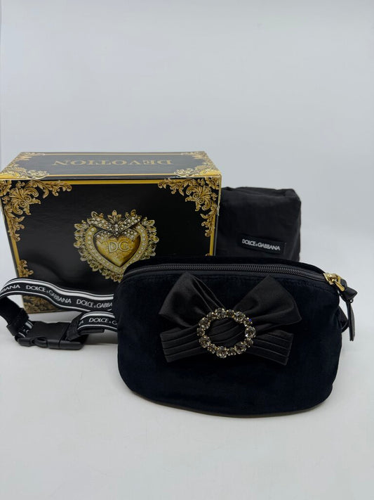 Dolce & Gabbana Kids velvet embellished bow belt bag