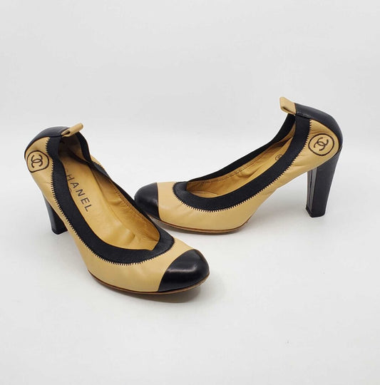 Chanel lambskin Elastic Cap Toe pumps