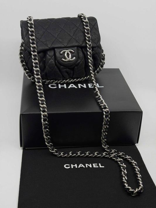 CHANEL Washed Lambskin Quilted Mini Chain Around Messenger