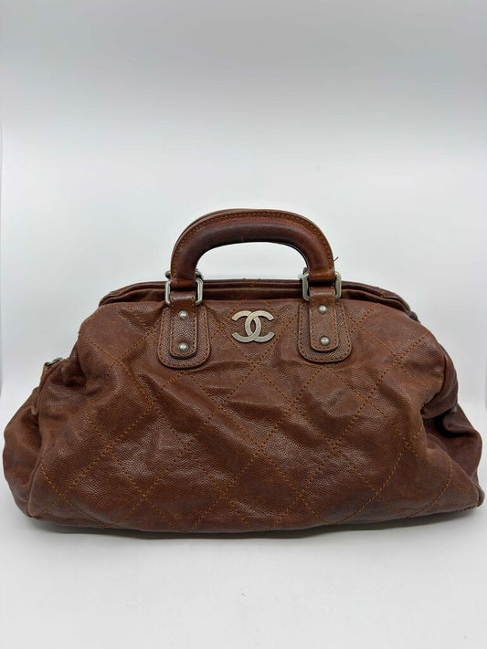 Chanel 2005–2006 Outdoor Ligne Quilted Caviar Doctor Bag – Brown