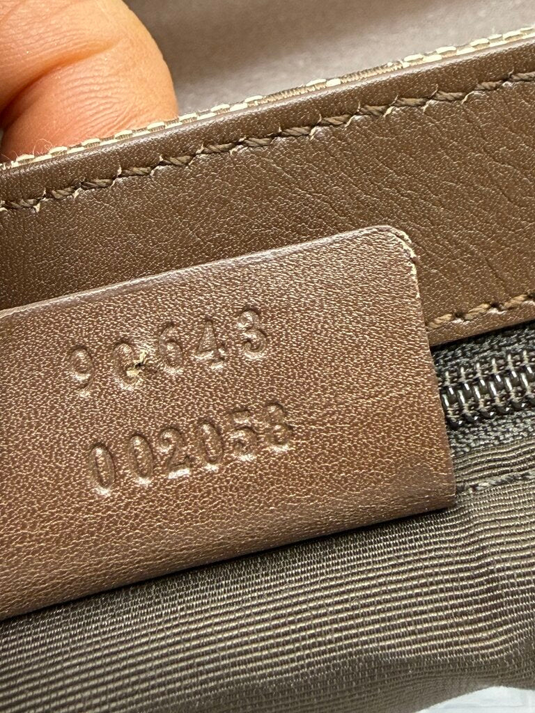 Gucci Vintage (Tom Ford Era )GG Canvas Turn-Lock Flap Top Handle Bag – Beige/Ebony & Brown
