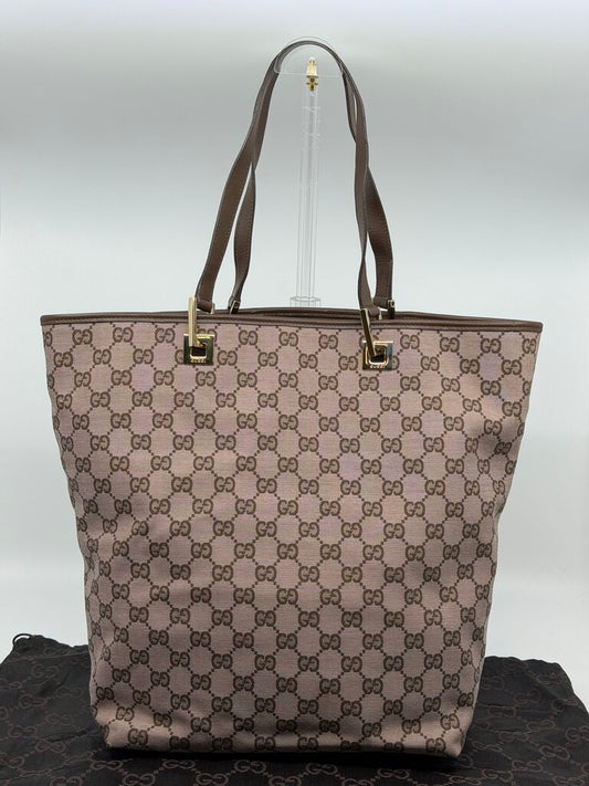 Gucci Vintage (Circa Early 2000) GG Canvas shopping Tote Bag