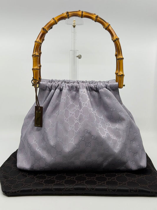 Gucci GG Canvas lilac /Bamboo Dual Handle Bag / Bamboo Tote