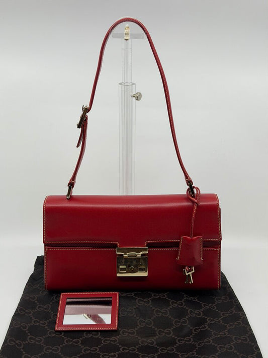 Gucci Vintage Tom Ford Lady Lock Key Lock Shoulder Bag – Red Calfskin Leather – Gold Hardware