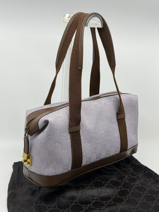 Gucci Vintage GG Canvas Mini Boston Bag Lavender Brown