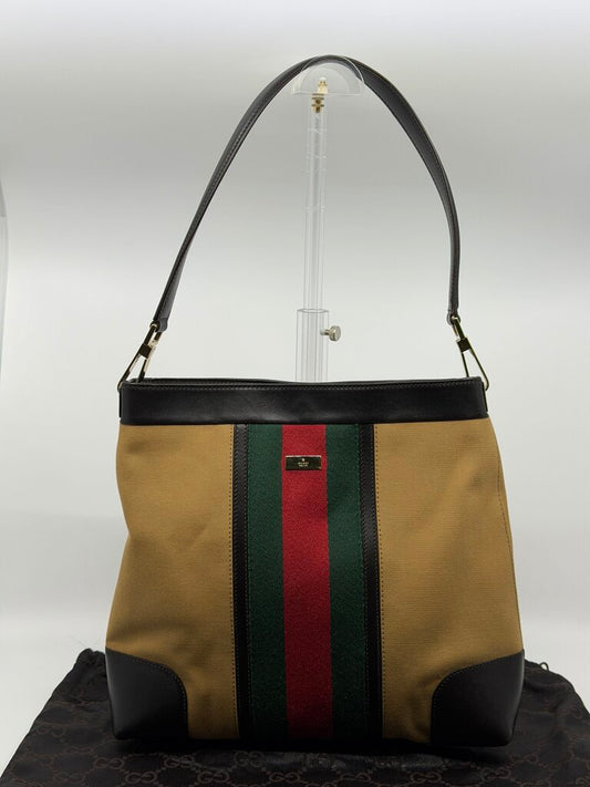 Gucci Vintage Canvas Sherry line shoulder bag