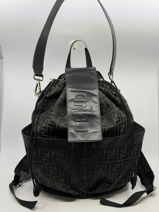 Fendi Strike Backpack, featuring the iconic all-over FF Zucca monogram jacquard fabric
