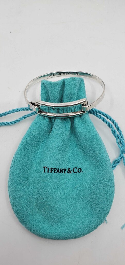 Tiffany & Co. Sterling Silver Double Bar Hinged Bangle Bracelet