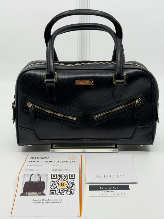 Gucci Vintage Microguccissima Capri bowling bag blk
