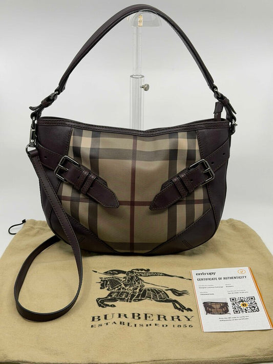Burberry Smoke check coated canvas shoulder/crossbody bag