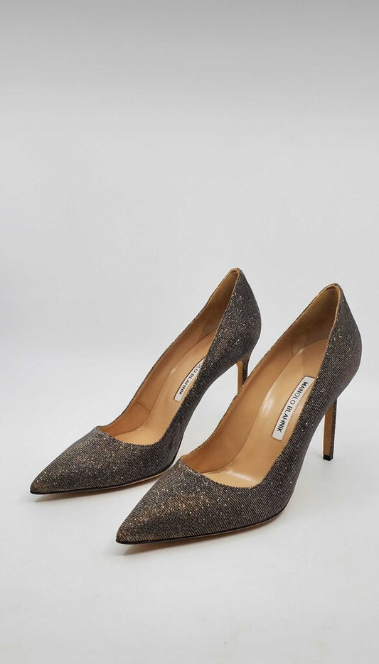 Manolo Blahnik ‘Nott Gold’ Bronze Shimmer Fabric BB Pump