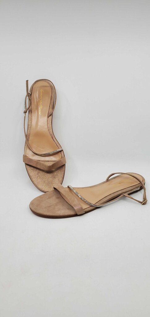 Gianvito Rossi Suede Crystal Embellishments Flats-light pink
